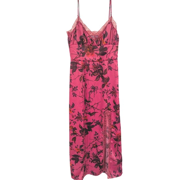 Urban Outfitters Dresses & Skirts - Urban Outfitters Floral Lace Trim Slip Dress Pink XS Spaghetti Strap Mini